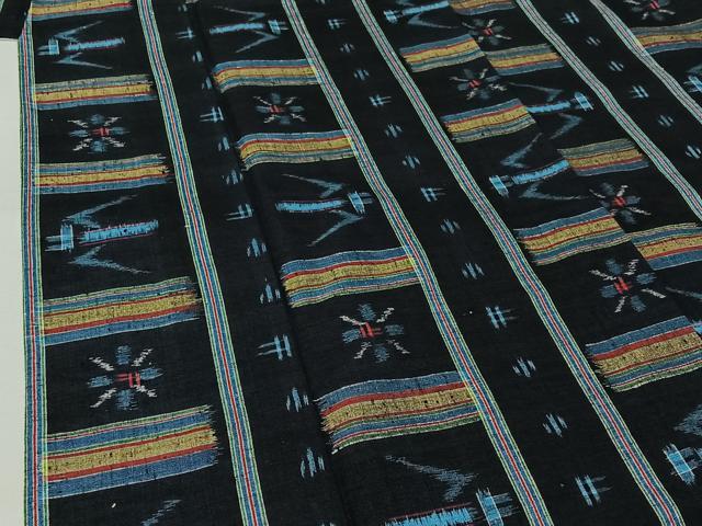平和屋着物▽上質な紬 単衣 幾何学花文 正絹 逸品 AABK3731jh