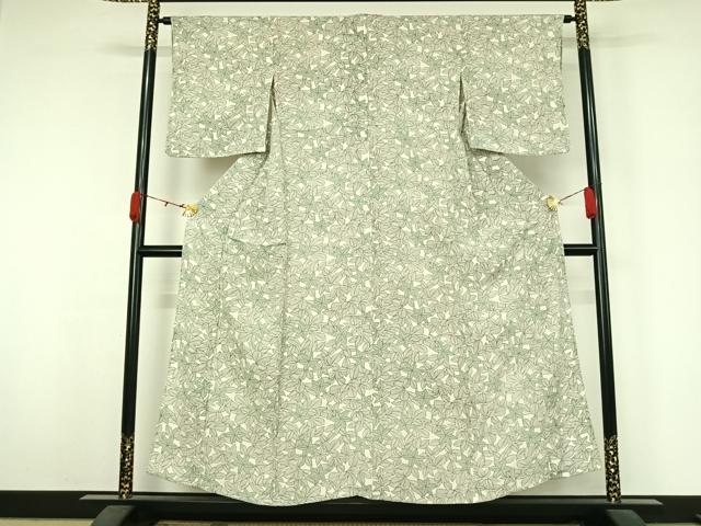 平和屋着物▽上質な小紋 単衣 草葉文 正絹 逸品 AABK3736jh