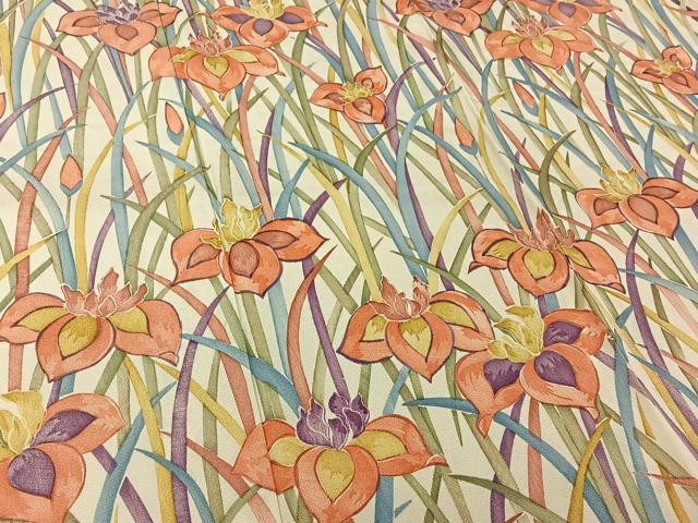 平和屋着物▽訪問着 単衣 手描き 燕子花 正絹 逸品 AABK3739jh