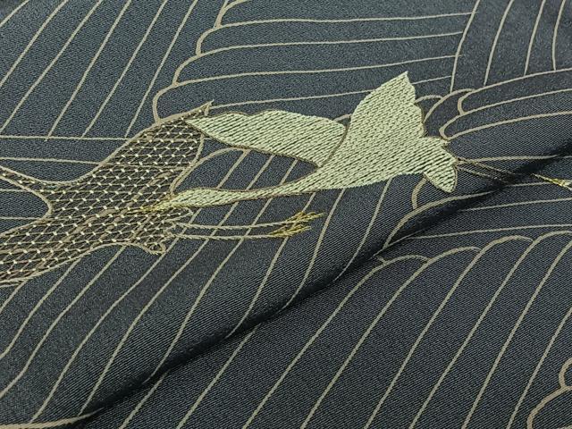 平和屋着物▽豪華色留袖 単衣 刺繍 飛鶴文 金糸 正絹 逸品 AABK3745jh