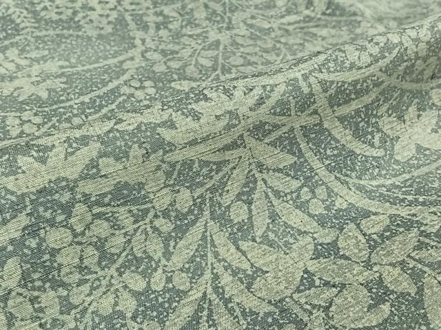 平和屋着物▽上質な紬 単衣 草花文 正絹 逸品 AABK3749jh