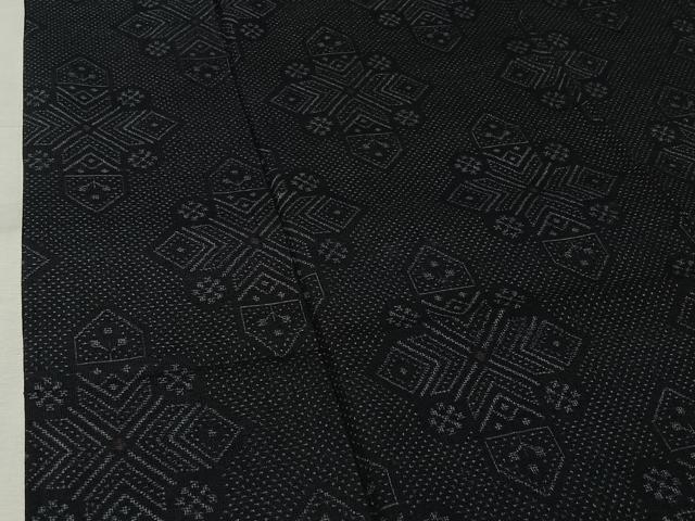 平和屋着物▽上質な紬 単衣 幾何学文様 正絹 逸品 AABK3750jh