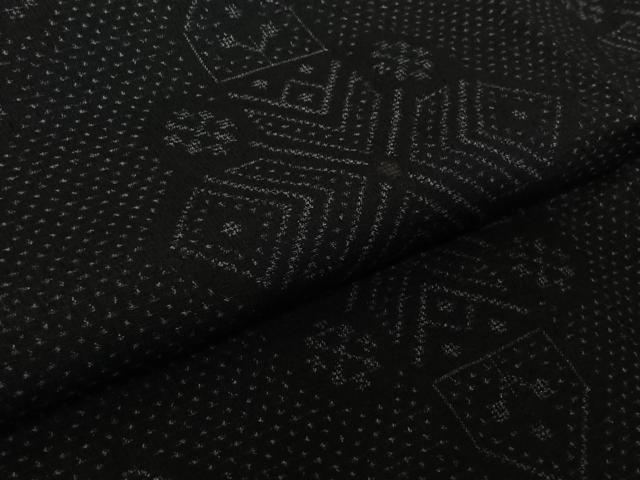 平和屋着物▽上質な紬 単衣 幾何学文様 正絹 逸品 AABK3750jh