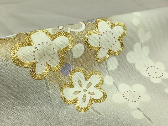 平和屋着物▽訪問着 単衣 友禅 駒刺繍 松竹梅 暈し染め 金彩 正絹 逸品 AABK3755jh