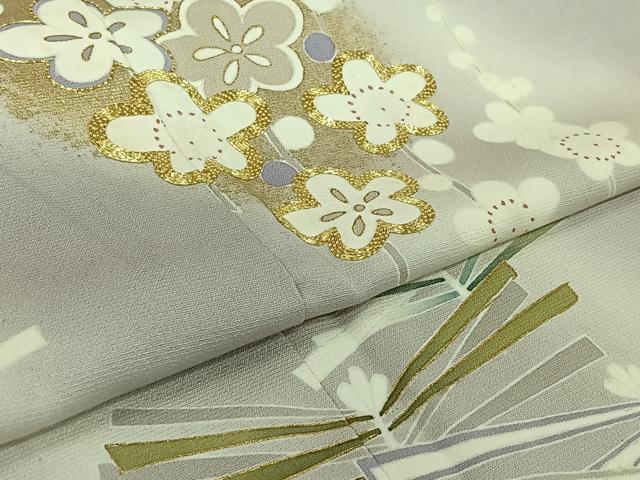 平和屋着物▽訪問着 単衣 友禅 駒刺繍 松竹梅 暈し染め 金彩 正絹 逸品 AABK3755jh