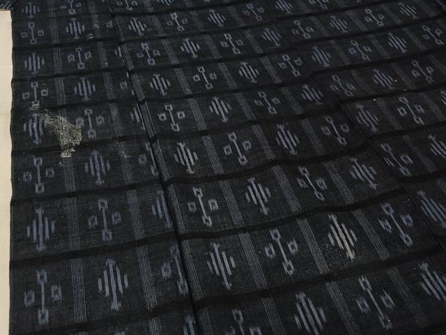 平和屋着物▽上質な紬 単衣 幾何学文様 正絹 逸品 AABK3759jh