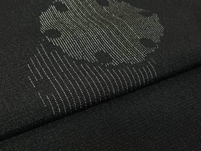 平和屋着物▽本塩沢 単衣 雪輪文 黒地 正絹 逸品 AABK3768jh