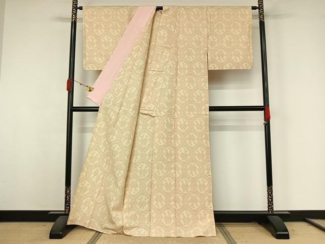 平和屋着物▽上質な紬 単衣 有栖川文様 正絹 逸品 AABK3770jh