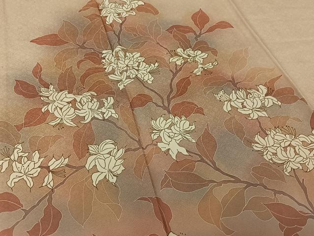 平和屋着物▽訪問着 単衣 駒刺繍 枝花文 暈し染め 正絹 逸品 AABK3773jh