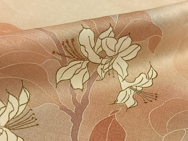 平和屋着物▽訪問着 単衣 駒刺繍 枝花文 暈し染め 正絹 逸品 AABK3773jh