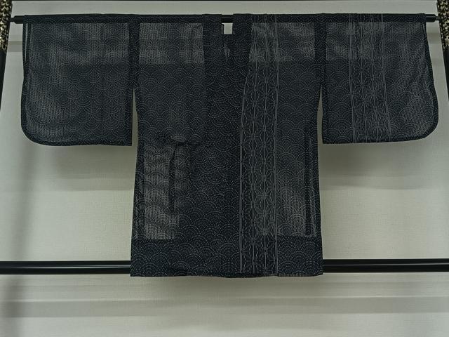 平和屋着物▽道中着 スリーシーズン 春夏秋 塵除け 青海波麻の葉文 AABK3776jh