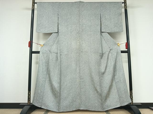 平和屋着物▽名門 藤娘きぬたや・総絞り(杢目絞り) 小紋 単衣 枝花文 正絹 逸品 AABK3777jh