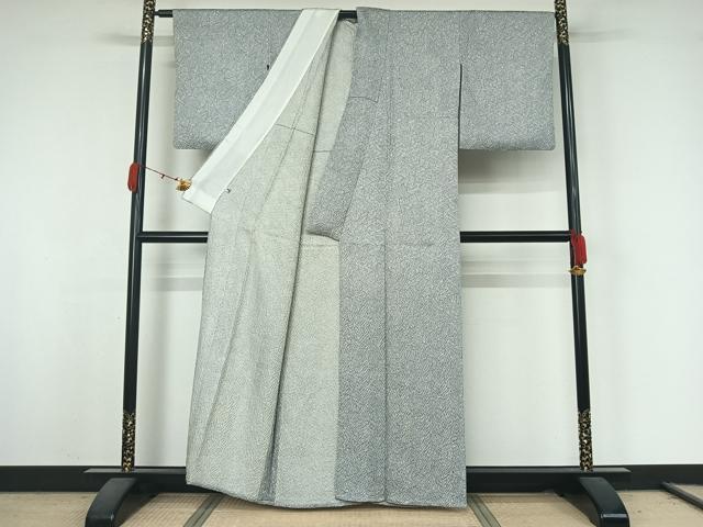 平和屋着物▽名門 藤娘きぬたや・総絞り(杢目絞り) 小紋 単衣 枝花文 正絹 逸品 AABK3777jh