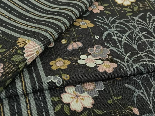 平和屋着物▽小紋 単衣 花間道 洗える着物 AABK3780jh