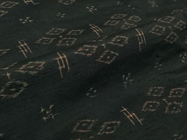 平和屋着物▽上質な紬 単衣 琉球絣 正絹 逸品 AABK3787jh