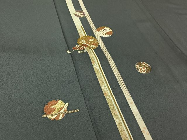 平和屋着物▽訪問着 単衣 駒刺繍 雪輪花文 金彩 正絹 逸品 AABK3794jh