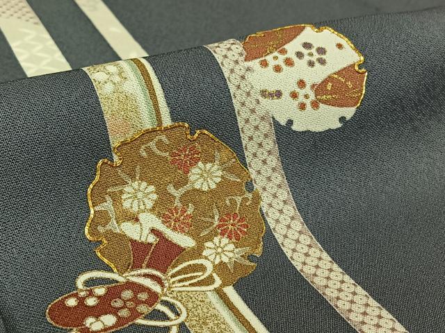 平和屋着物▽訪問着 単衣 駒刺繍 雪輪花文 金彩 正絹 逸品 AABK3794jh