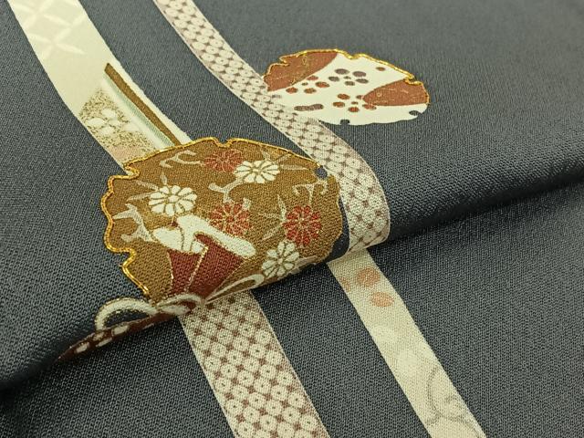 平和屋着物▽訪問着 単衣 駒刺繍 雪輪花文 金彩 正絹 逸品 AABK3794jh