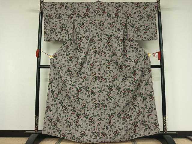 平和屋着物▽小紋 単衣 草花文 洗える着物 AABK3801jh