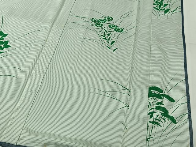 平和屋着物▽訪問着 無双 紗袷 紗×絽 手描き 草花文 正絹 逸品 AABK3810jh