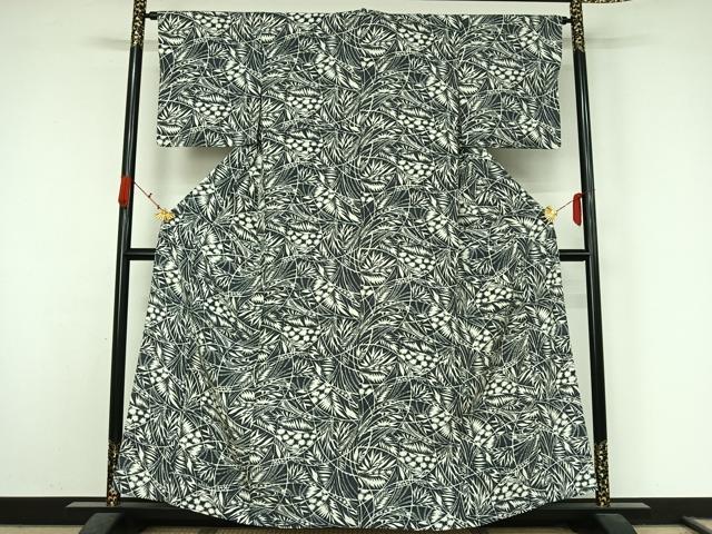 平和屋着物▽上質な小紋 単衣 草花文 正絹 逸品 未使用 AABK3814jh