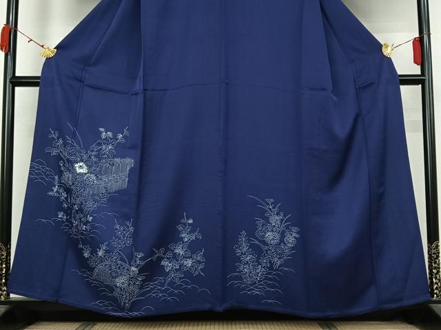 平和屋着物▽訪問着 単衣 手描き 刺繍 花籬文 正絹 逸品 AABK3831jh