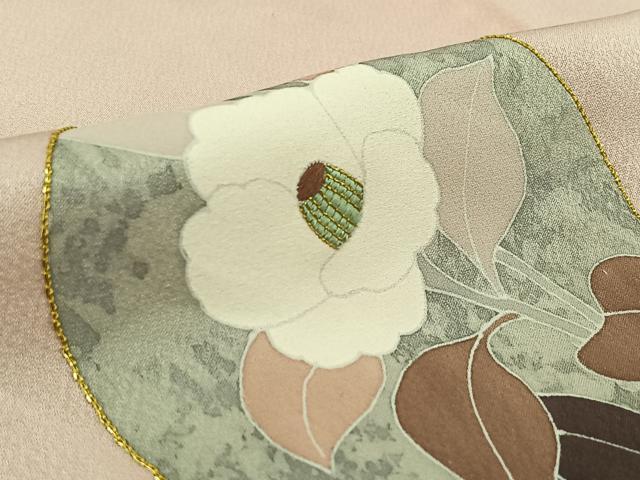 平和屋着物▽訪問着 単衣 駒刺繍 花丸文 正絹 逸品 未使用 AABK3834jh