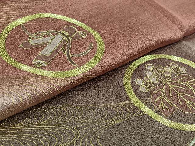 平和屋着物▽訪問着 単衣 駒刺繍 流水花丸文 暈し染め 金糸 金彩 正絹 逸品 AABK3835jh