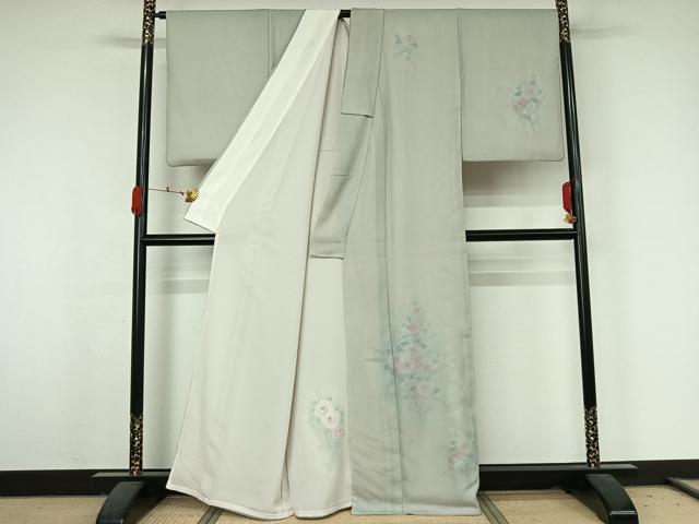 平和屋着物▽訪問着 無双 紗袷 紗×絽 草花文 金彩 正絹 逸品 AABK3837jh
