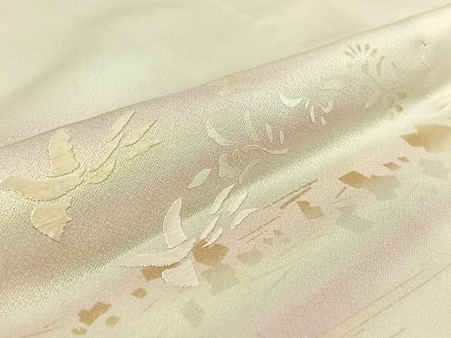 平和屋着物▽訪問着 単衣 刺繍 花鳥文 暈し染め 金彩 正絹 逸品 AABK3843jh