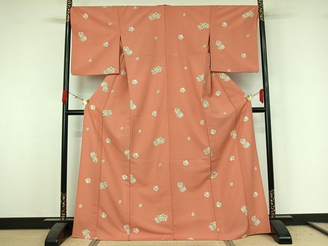 平和屋着物▽小紋 単衣 松竹梅 ロング丈 洗える着物 AABK3847jh