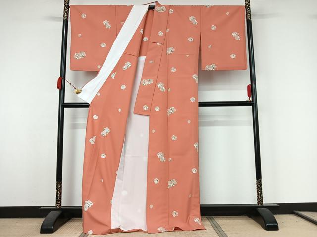 平和屋着物▽小紋 単衣 松竹梅 ロング丈 洗える着物 AABK3847jh