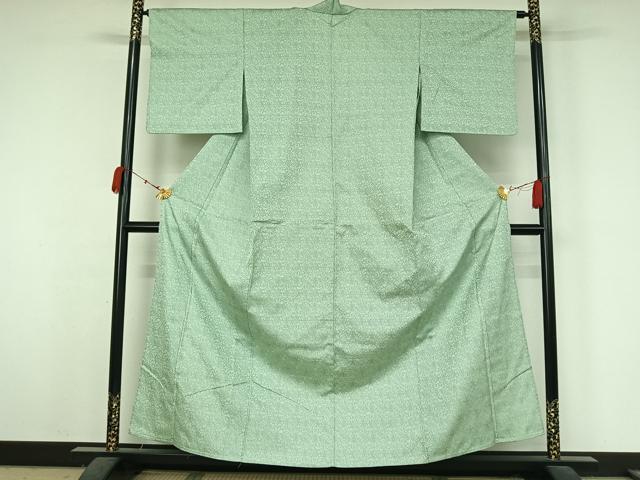 平和屋着物▽お召 単衣 花唐草文 正絹 逸品 AABK3856jh