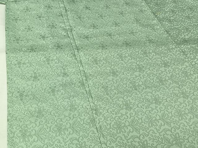 平和屋着物▽お召 単衣 花唐草文 正絹 逸品 AABK3856jh