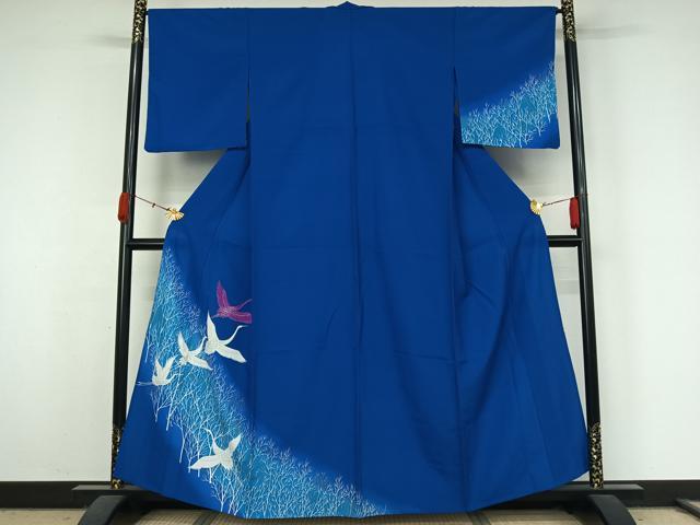 平和屋着物▽訪問着 単衣 飛鶴文 暈し染め 金彩 洗える着物 AABK3857jh