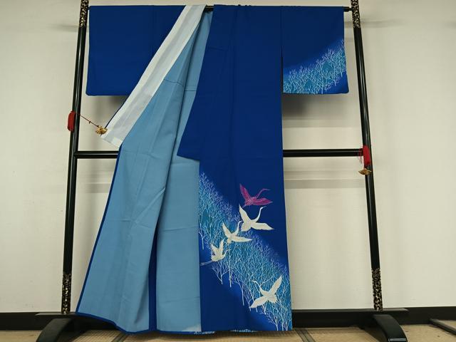平和屋着物▽訪問着 単衣 飛鶴文 暈し染め 金彩 洗える着物 AABK3857jh