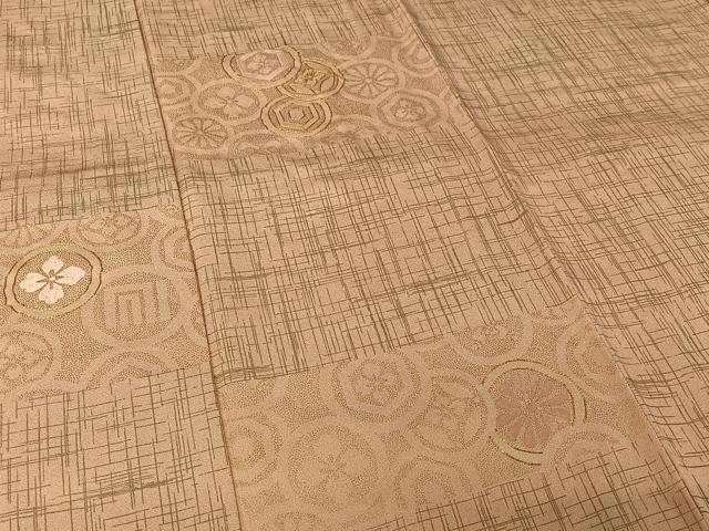 平和屋着物▽訪問着 単衣 駒刺繍 横段花丸文 正絹 逸品 AABK3858jh