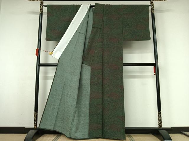 平和屋着物▽小紋 単衣 切嵌花文 洗える着物 AABK3862jh