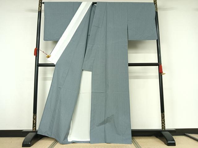 平和屋着物▽小紋 単衣 縞 綿 AABK3867jh