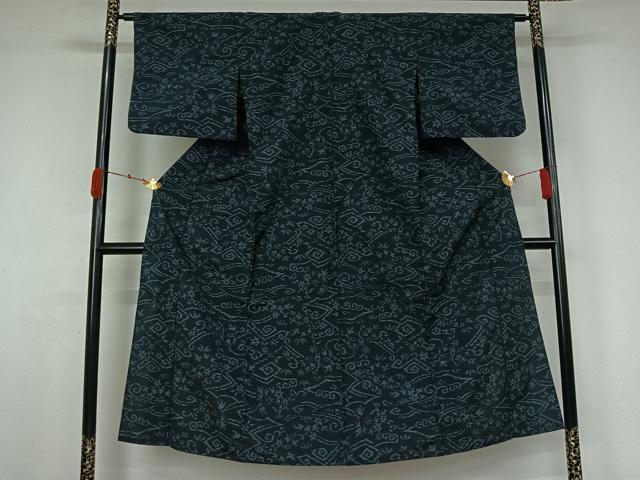 平和屋着物▽小紋 単衣 立波花文 AABK3877jh