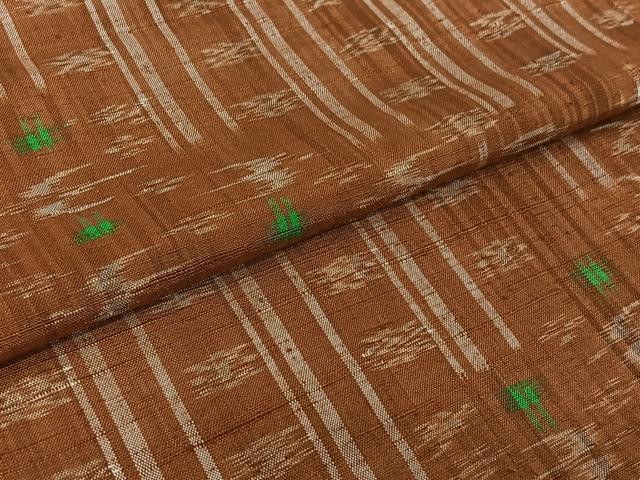 平和屋着物▽上質な紬 単衣 琉球絣文様 正絹 逸品 AABK3878jh
