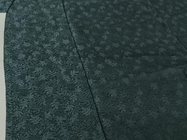 平和屋着物●上質な色無地 単衣 草葉地紋 御召茶色 正絹 逸品 AABK3880jh