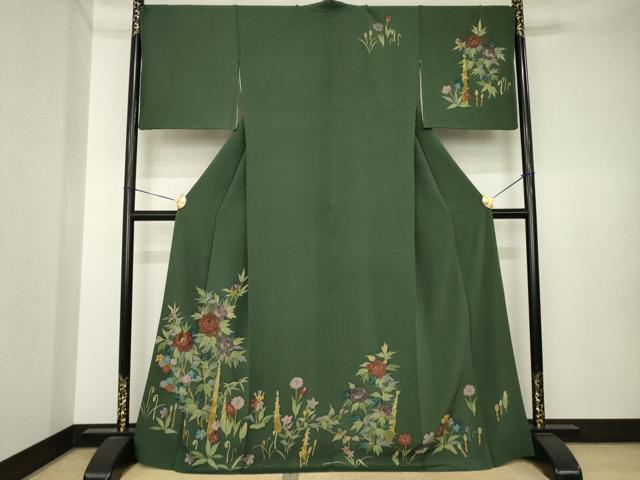 平和屋着物●訪問着 草花文 正絹 逸品 AABK3881ck