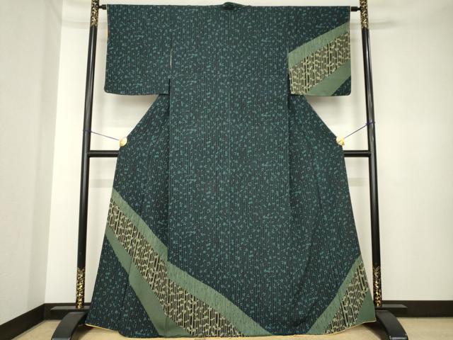 平和屋着物●訪問着 竹 草葉 正絹 逸品 AABK3885ck