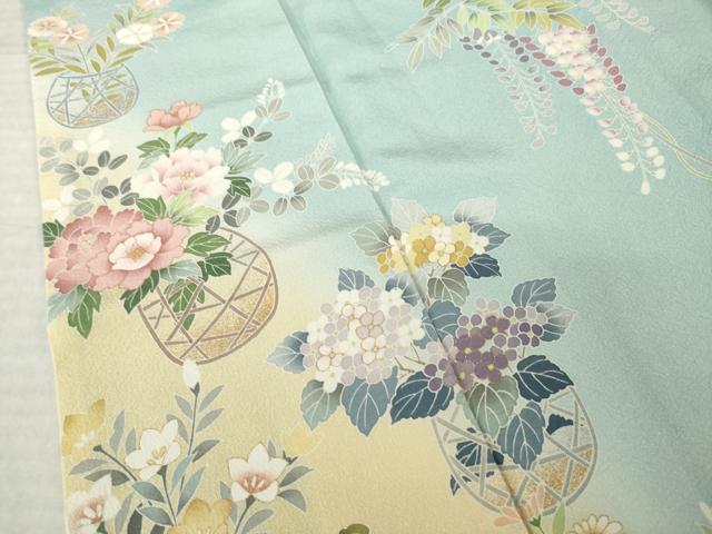 平和屋着物●訪問着 友禅 作家物 花篭 藤花房 暈し染め 金彩 正絹 逸品 AABK3892ck