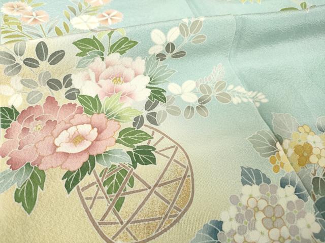 平和屋着物●訪問着 友禅 作家物 花篭 藤花房 暈し染め 金彩 正絹 逸品 AABK3892ck