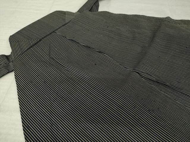 平和屋着物●男性 馬乗り袴 縞 黒地 AABK3894ck
