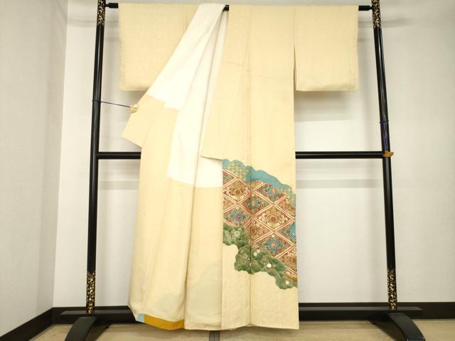 平和屋着物●豪華色留袖 駒刺繍 道長花文 金彩 正絹 逸品 AABK3907ck