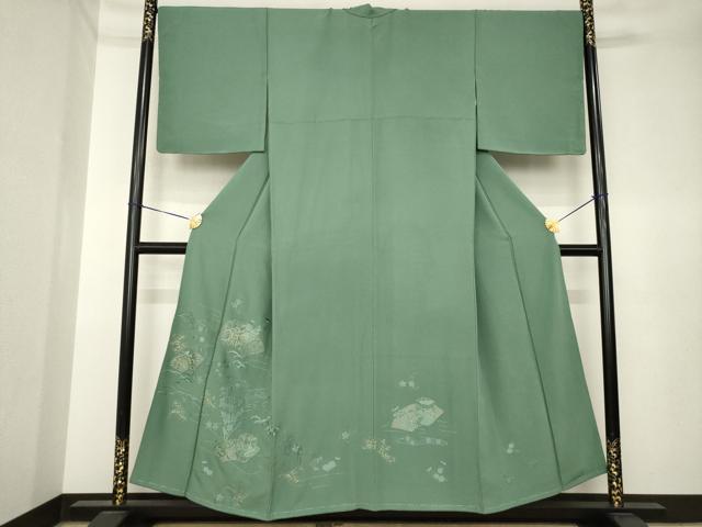 平和屋着物●訪問着 総刺繍 貝桶花文 正絹 逸品 AABK3913ck