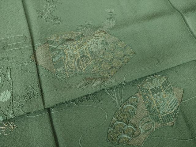 平和屋着物●訪問着 総刺繍 貝桶花文 正絹 逸品 AABK3913ck